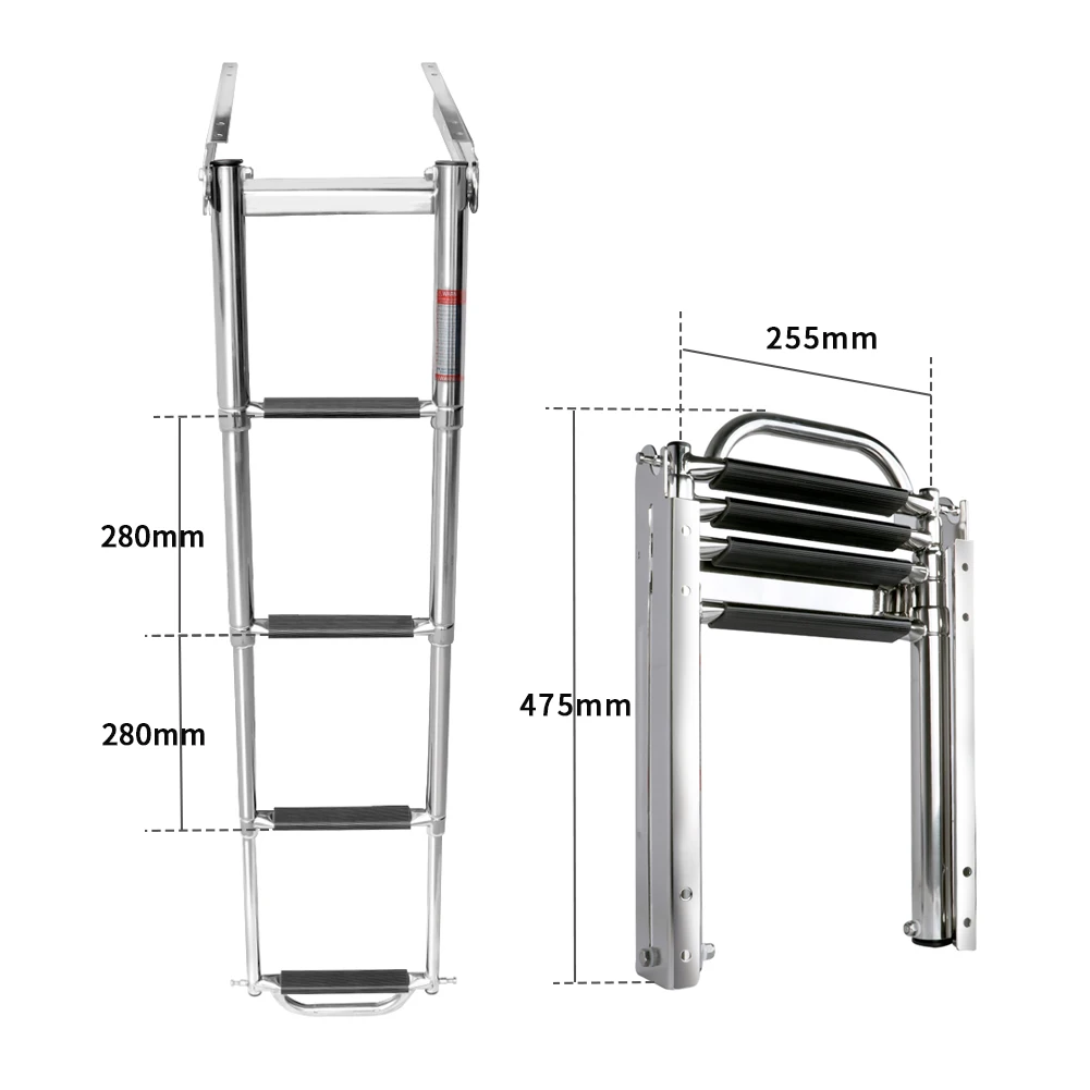 Boat Accessories Marine Step Under Platform Boat Ladder Stainless Steel Boarding Telescoping Ladder