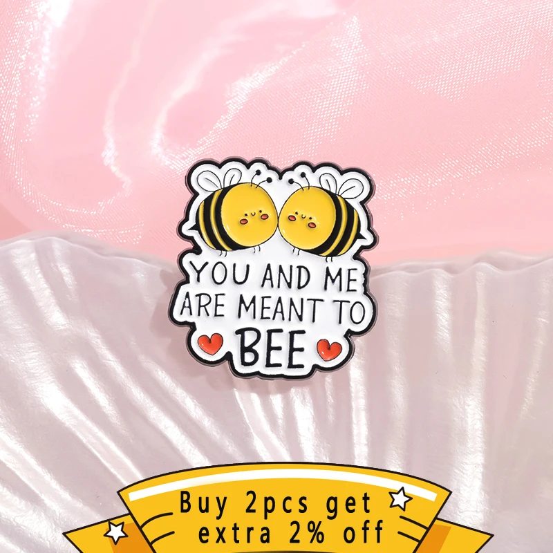 I Bee Leafin You Enamel Pins You And Me Are Meant To Bee Brooches Lapel Badges Custom Cute Insects Jewelry Gift For Kids Friends