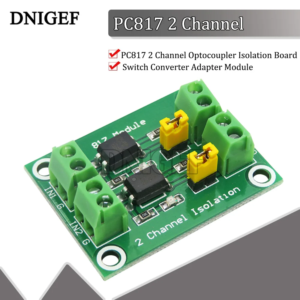 PC817 2 Channel Optocoupler Isolation Board Switch Converter Adapter Module DC 3.6 -30V Driver Photoelectric Isolated