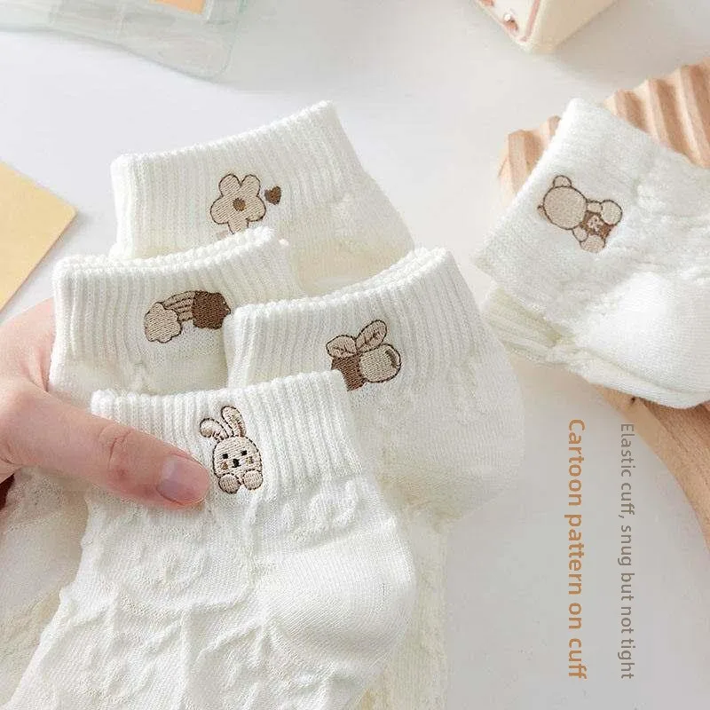 White Breathable Mesh Short Socks Summer Thin Cute Japanese Style Student Boat Socks 2026 Model Comfortable Lightweight Socks