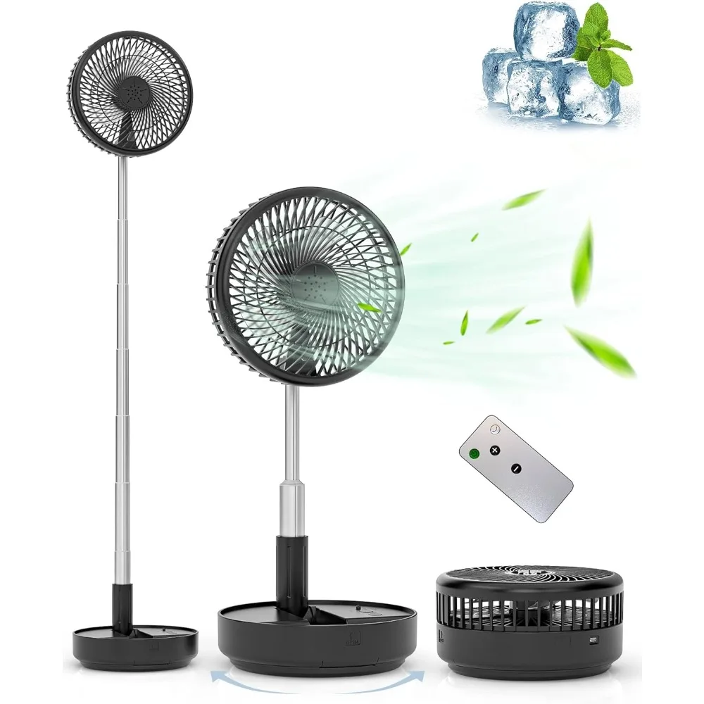 US Shipping Portable Oscillating Standing Fan Rechargeable Battery Operated USB Floor Table Desk Fan with Remote for Bedroom