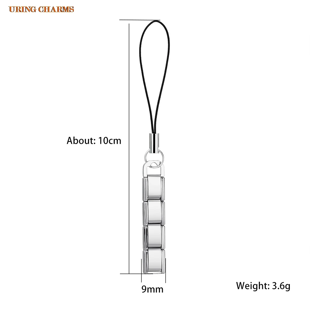 URING Schlüsselanhänger mit buntem Seil, passend für 9 mm italienischen Charme, Edelstahl, Herstellung von DIY-Charms, weiblich, männlich, täglicher Schmuck, Geschenke – Detail 4