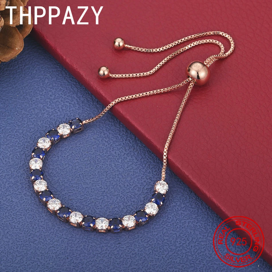 

THPPAZY 925 Sterling Silver Full Diamond Crystal Zircon Beautiful Bracelet For Women Classic Luxury Jewelry Valentine's Day Gift
