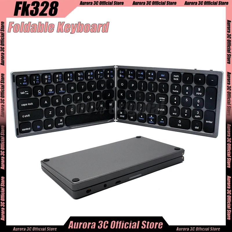 

Fk328 Foldable Keyboard 81 Keys Silent Wireless Bluetooth Keyboards Portable Keyboard With Digital Area For Win/Android/iOS Gift