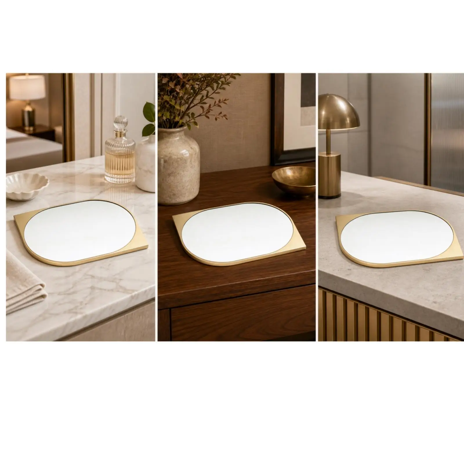 Irregular Shape Wall Mirror Gold Frame Modern Decorative Mirror for Entryway Living Room Wall Decor