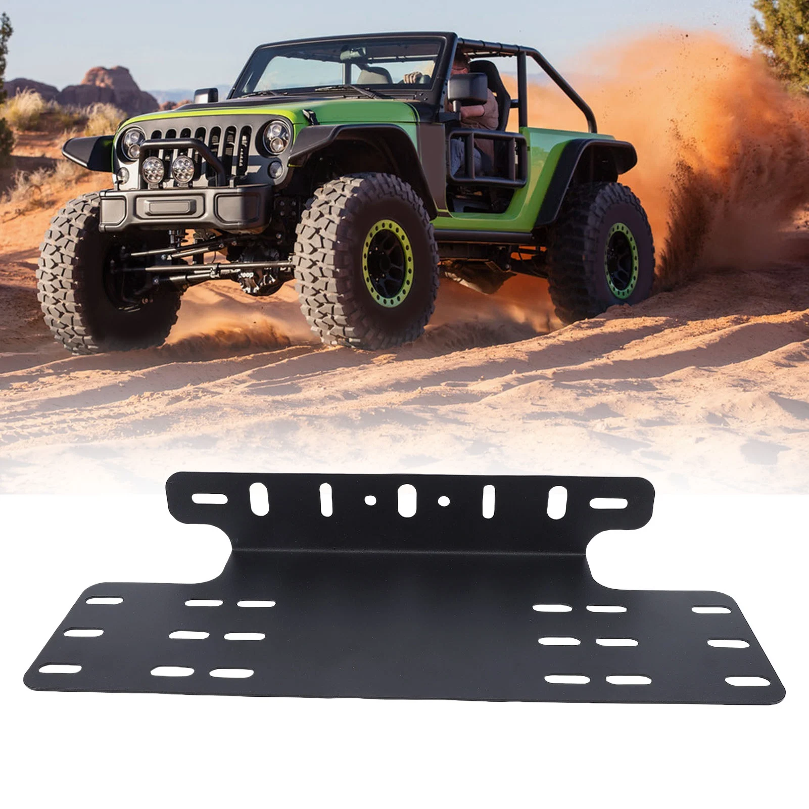 License Plate Heavy Duty Steel Front Plate Mounting Bracket Holder for Off Road LED Work Lamp Lighting Bar Black