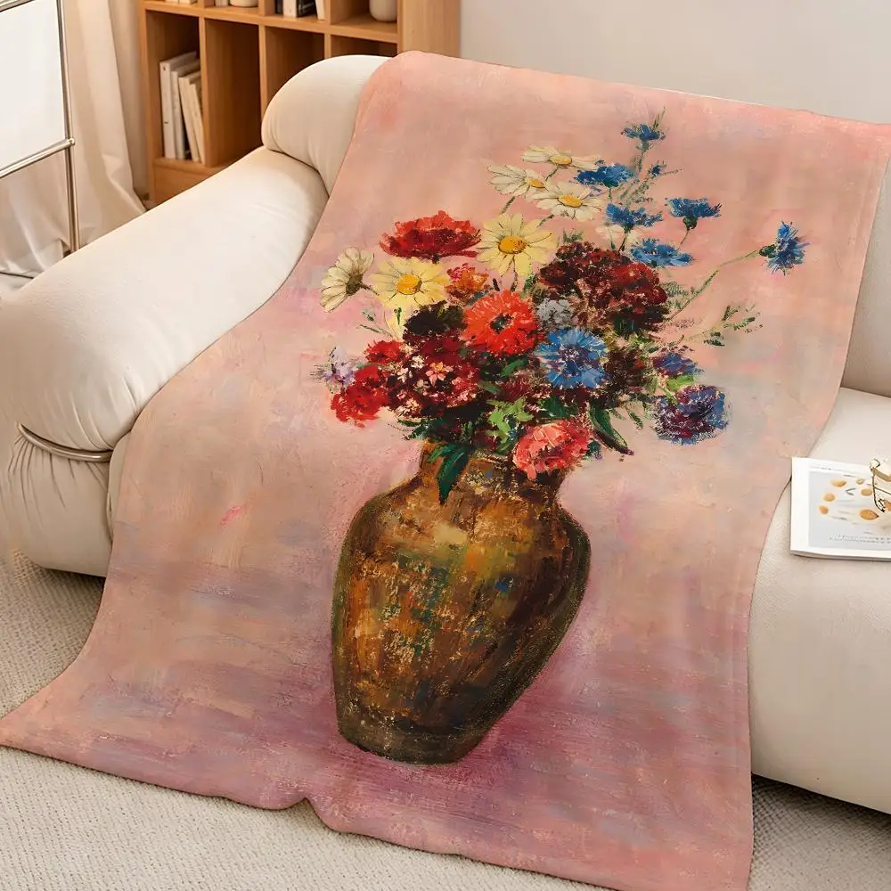 Artist Classic O-Odilon Redon Throw Soft Warm Flannel Blanket Lightweight for Sofa Bed Couch Travel Adults
