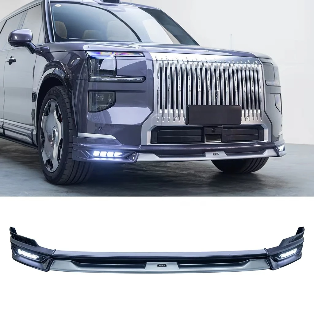 9X Night Purple PP Front Lip with DRL Light Front Bumper Spoiler Protector Exterior Modification Parts Upgrade