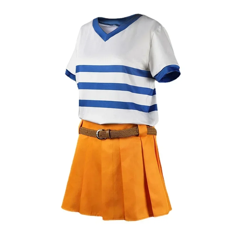 Nami Cosplay Costume Anime One Piece Two Years Ago Wig Daily Long Sleeved T-shirt Skirt Full Set Woman Sexy Kawaii Carnival Suit
