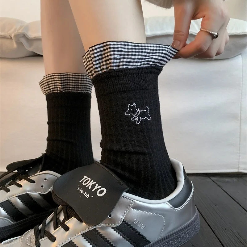 3 paires de chaussettes Coquette en coton blanc pour filles, chaussettes mignonnes aux genoux, printemps-automne, dessin animé, école japonaise, mi-mollet, haute qualité