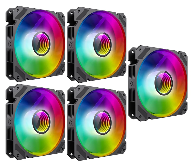 Kit 5 Fan Cooler Argb Fn-12rainbow-c9 Infinity Bk