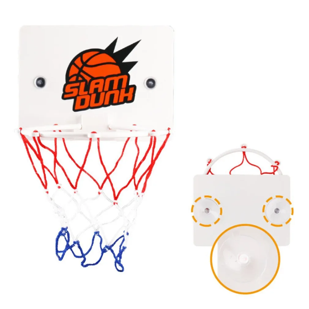 Basketball Rim Inflatable Toy Suction Cup Mini Bathroom Basketball Frame Office Leisure Stress Relief Toy Basketball Net