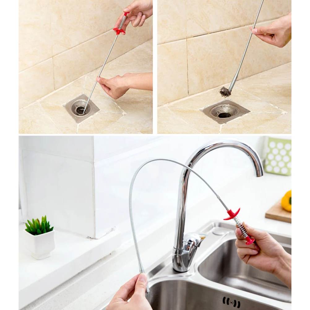

3pcs 60Cm Pipe Drain Cleaning Extractor Spring Tool For Bathroom Sink Tub Hair Clog Removal Dredging Device Household Use