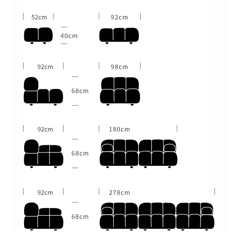 Module Sofa Suede Sectional Couches Family Living Room Sofa Chair Furniture Combination Block Modular Leisure Cloud Sofas Set