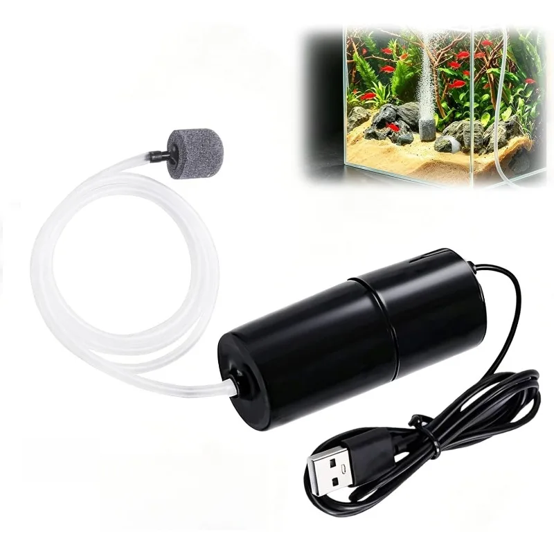 Mini Aerator Portable Fish Tank Accessories Aquarium Oxygen Air Pump USB Small Oxygenator for Fish Tank Silent Air Compressor