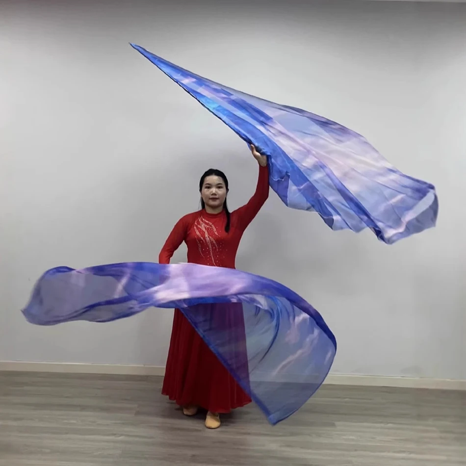 Belly Dance Accessories Dance Flag 160*110cm Gradient Color One Pair Flags For Adult Women Stage Performance Practice Props