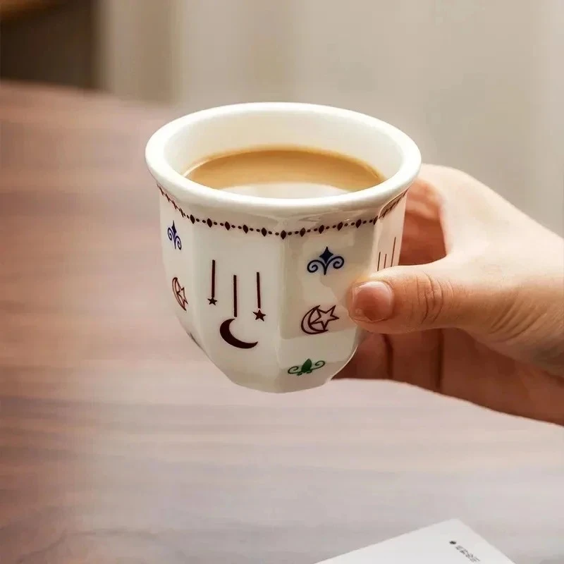 170/250ML Keramik Kaffeetassen Hand Latte Espresso Tassen Kreative Hause Sterne Mond Muster Anti-verbrühen cappuccino Teetasse Geschenke