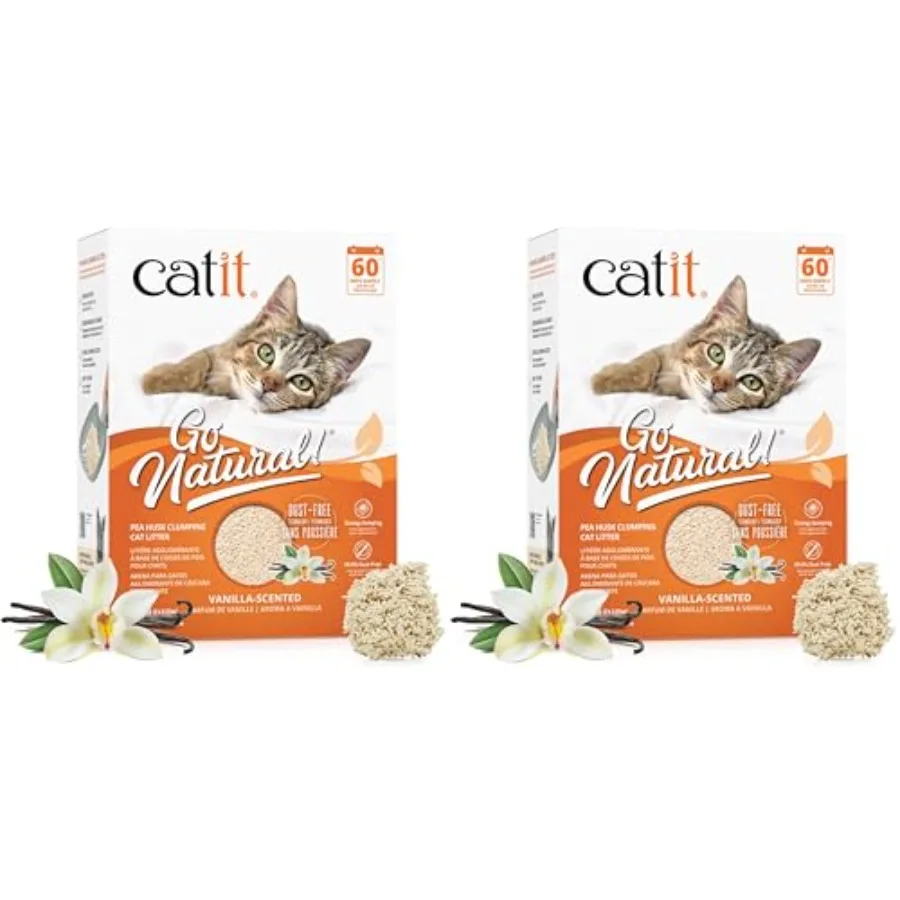 

Go Natural Pea Husk Clumping Cat Litter - Dust FreeEasy Cleaning and Scooping Flushable Kitty Litter with Odor Control and Subt