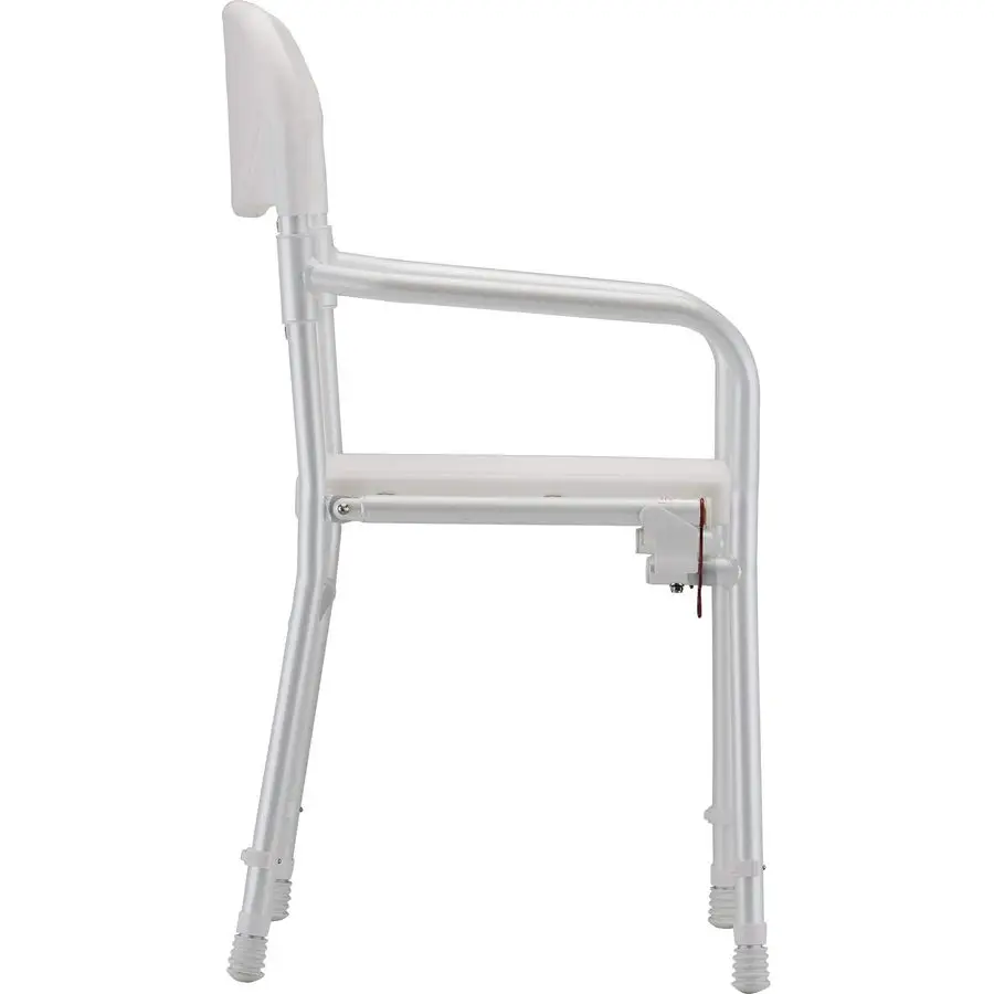 의료용품 접이식 목욕 및 샤워 의자, 팔걸이와 등받이 포함, 위생적인 세척을 위한 U자형 전면 디자인, 좌석 높이 조절 가능