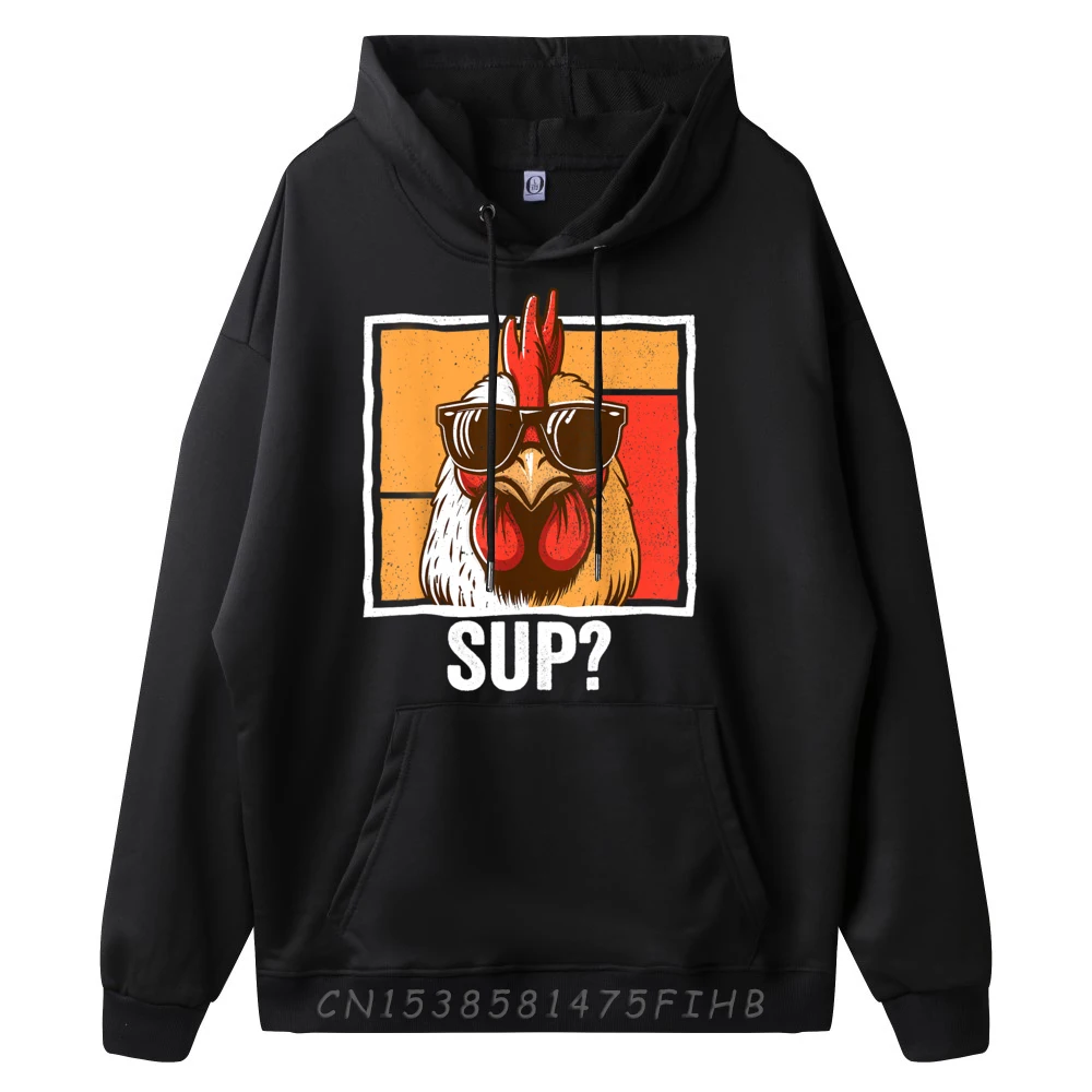 Slogan Chicken Sunglasses Animal Farm Funny Round Collar Sweatshrt Labor Day Hoodies Long Sleeve Gift Idea Funky Casual Hoodies