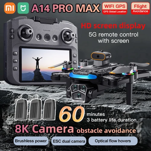 Xiaomi Mijia A14Pro 最大 GPS ブラシレス 8K 3 カメラオプティカルフロー障害物回避折りたたみ Quadcopter RC 距離ドローンおもちゃ