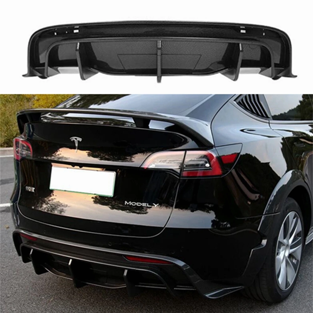 For Tesla Model Y 2021- 2023 Enveloping Modified Accessories ABS kit Rear Spoiler Diffuser Rear Posterior Lip