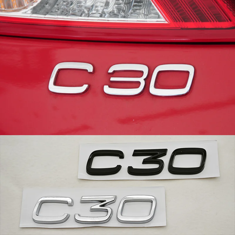 3D ABS Car Styling Badge Logo S30 C30 V30 Rear Trunk Emblem Decals For  S30 V30 C30 Auto Exterior Accessories