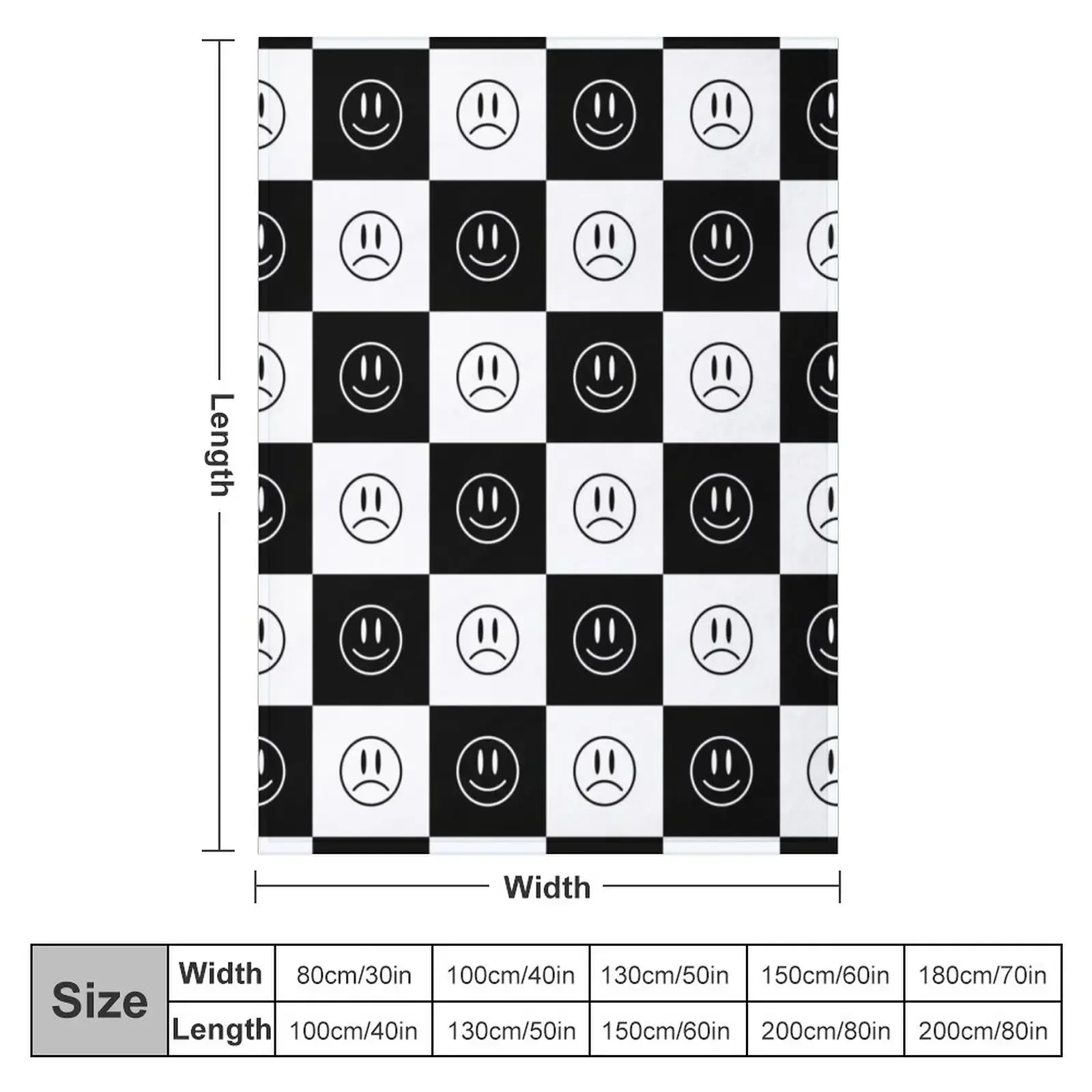 Happy & Sad Smilies Throw Blanket Multi-Purpose Designers Blankets