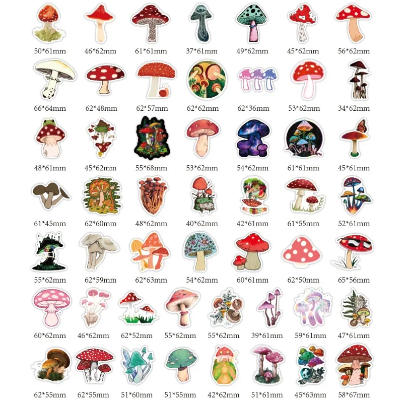 50 Stück Cartoon personalisierte Pilz kreative Graffiti Dekoration Aufkleber