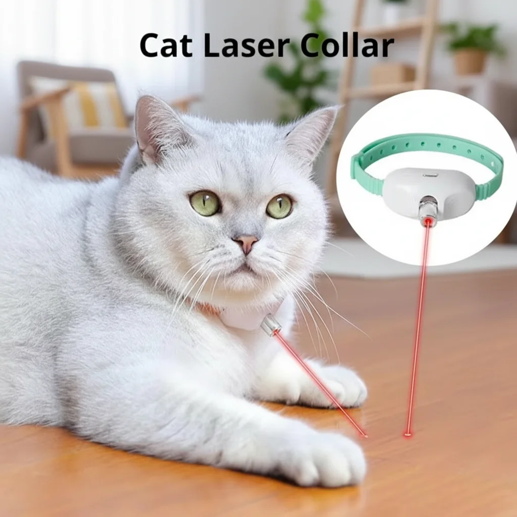 Rechargeable Laser Cat Teasing Collar Automatic Infrared Interactive Kitten Toy for Relieving Anxiety Pet Supplies Fun SelfPlay