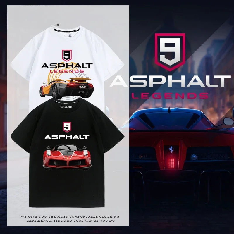 

Motorcycle Wild Race 9 Racing Legend Game Fashion Brand Printed Casual Crew-neck T-shirt Men's Cotton Summer Loose Short Sleeve