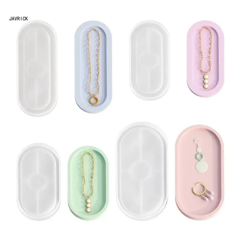 Jewelry Holder Organizers Mold Oval Plate Dish Cup Mat Silicone Mould DIY Craft D0LC