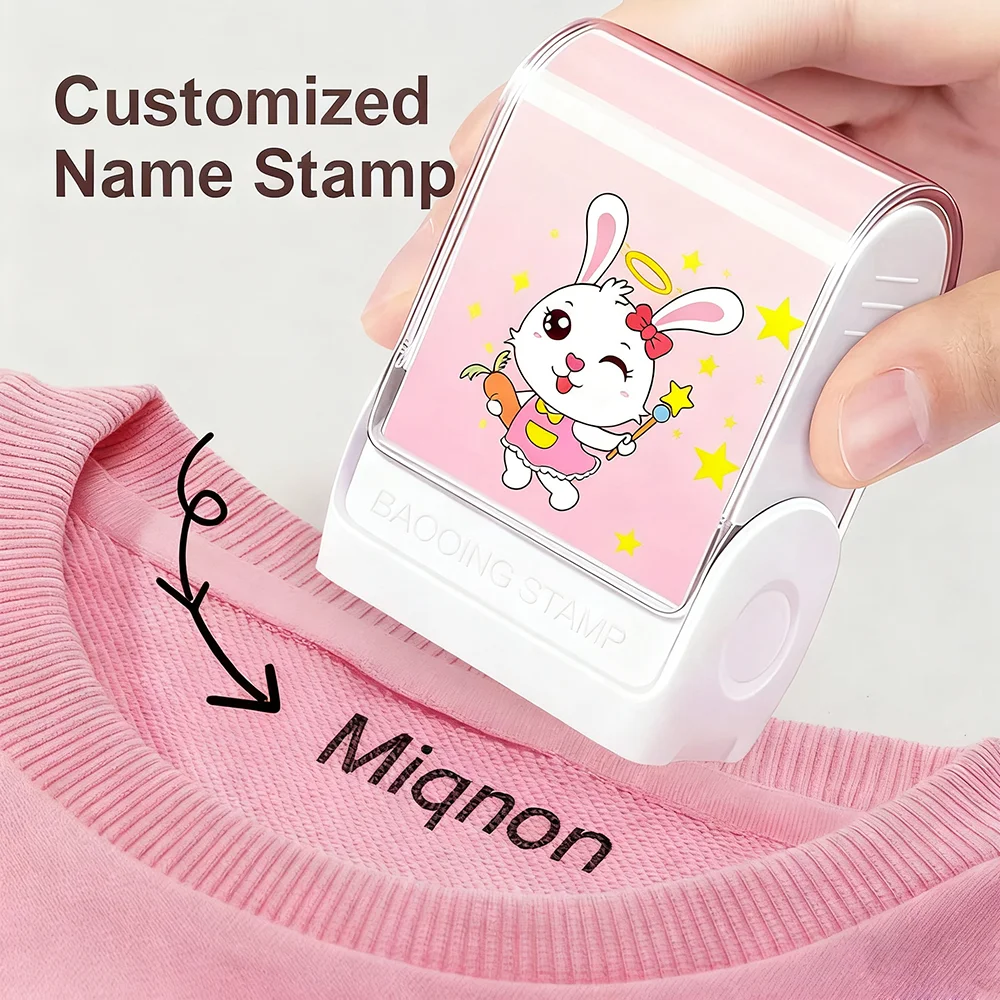Custom Kids Name Stamp for Clothes Waterproof Fabric Sticker Reusable Seal Stamp Gift for Kindergarten Baby Clothes Marker