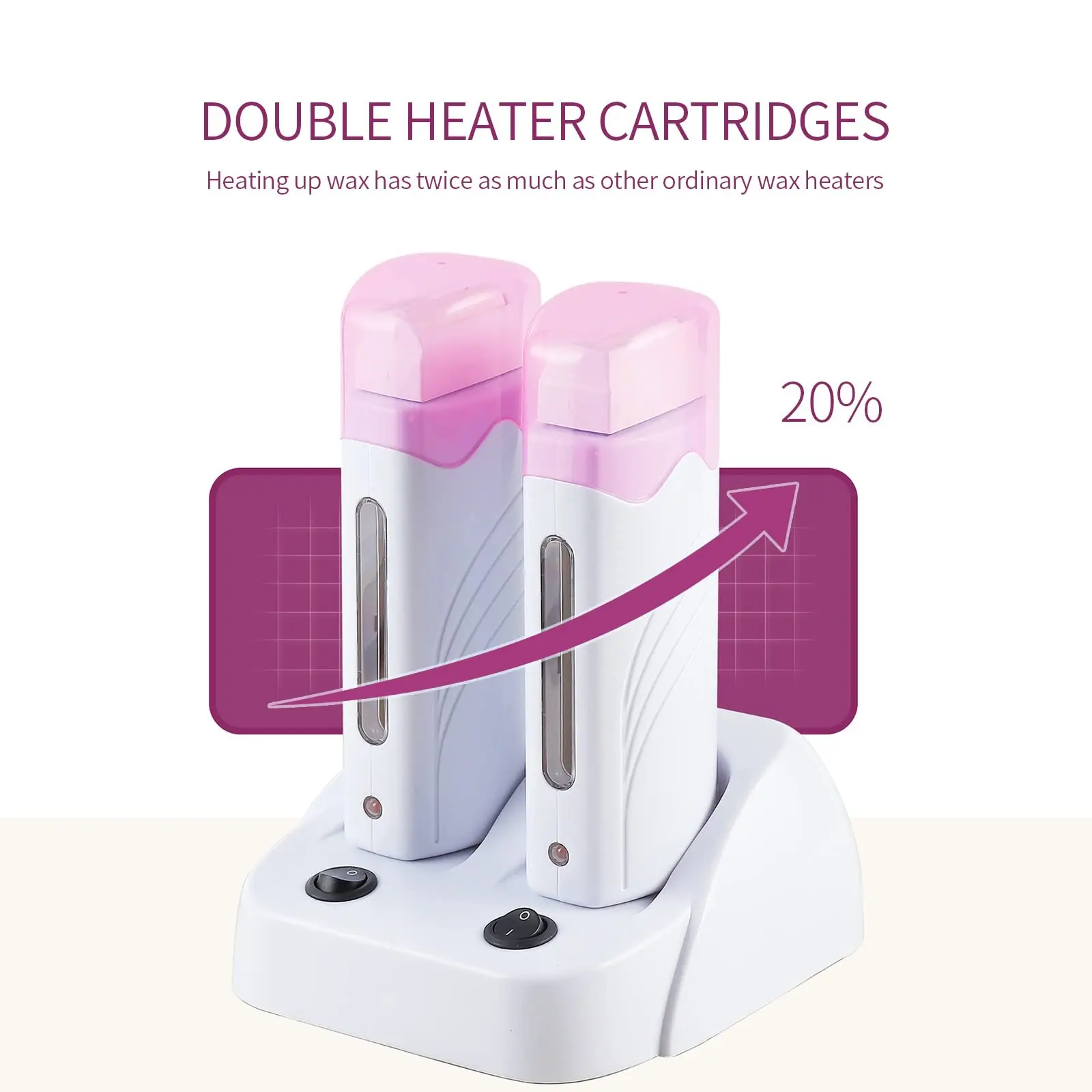 جهاز تسخين الشمع الدوار لإزالة الشعر بمقعد مزدوج، صندوق شمع لإزالة الشعر، مجموعة إزالة الشعر المنزلي للنساء والرجال