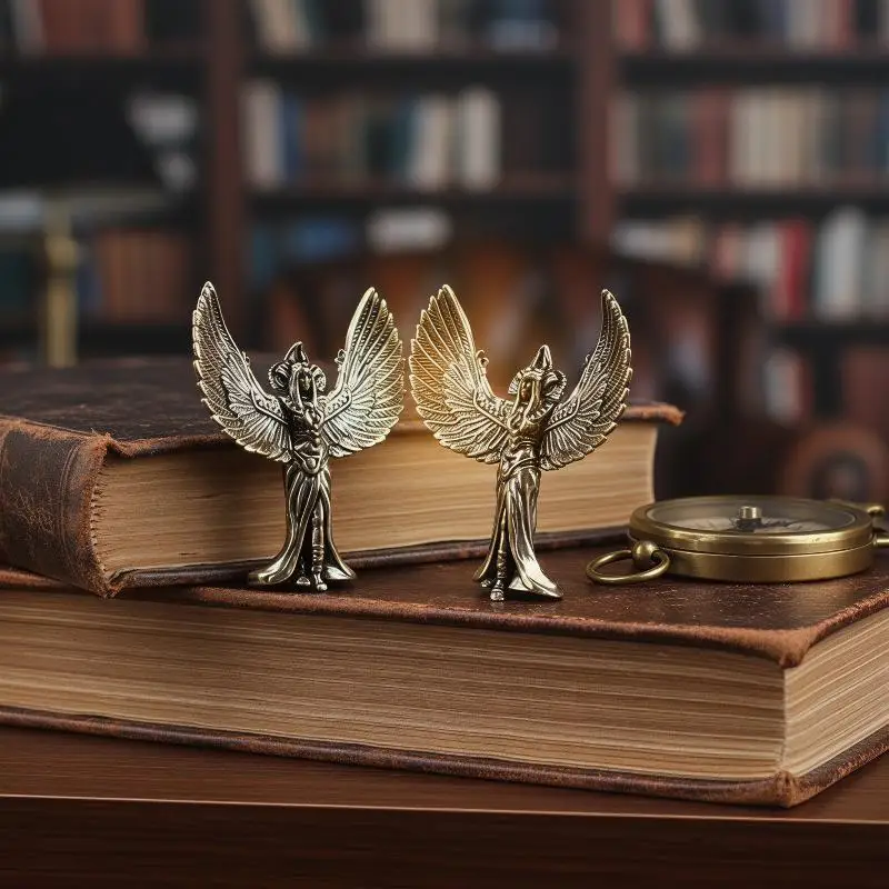 2026 NEW 1Pc Vintage Brass Guardian Angel Statue Small Desktop Ornament Figurine for Home Altar Collectible Keepsake Gift
