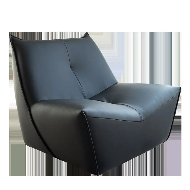

Leather living room casual rotating big black cow matching new single designer light luxury sofa