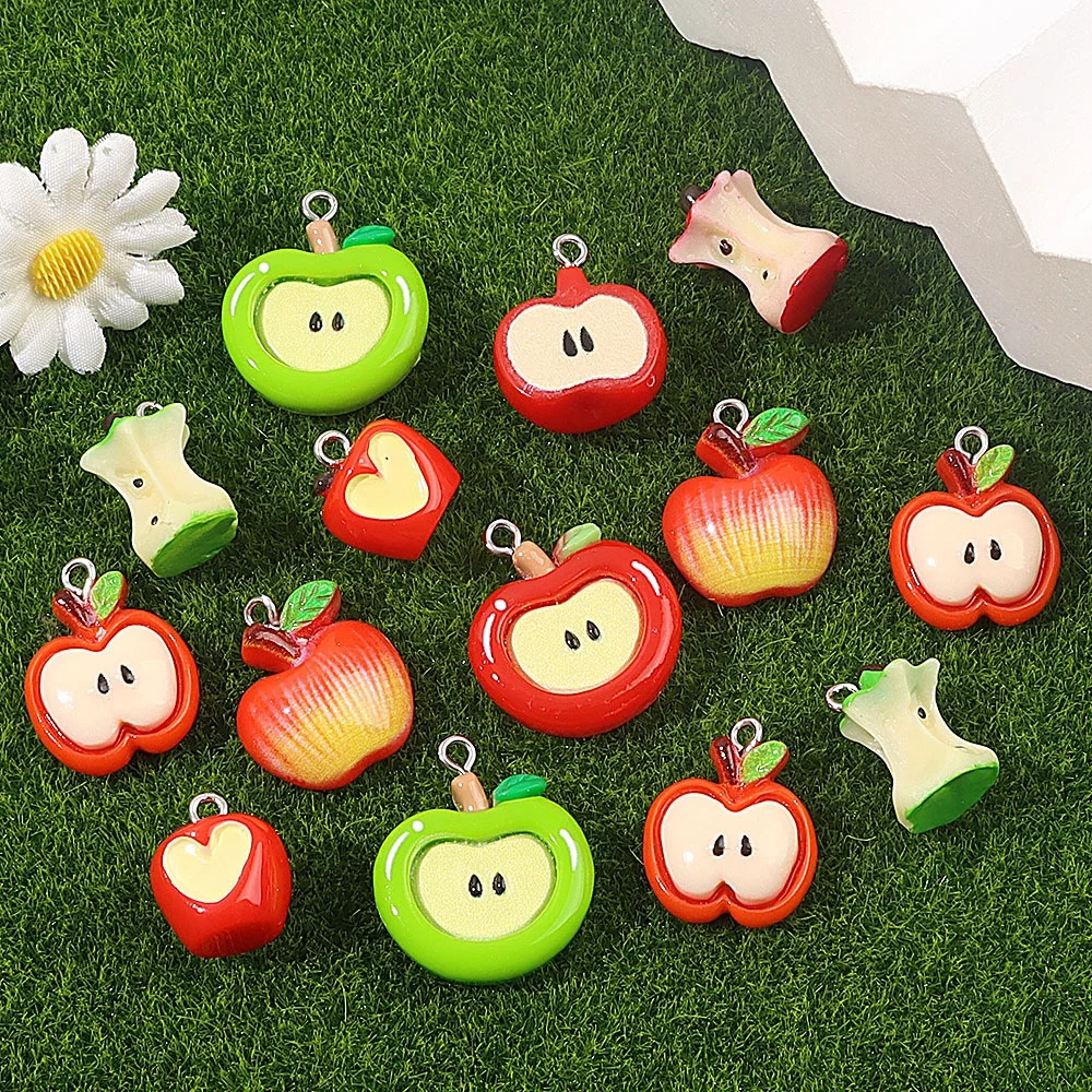 6/12/24pcs Multi-color Apple Core Shaped Decorative Beads,DIY Bracelets Necklaces, Valentine's Day, Party Decoration Accessories