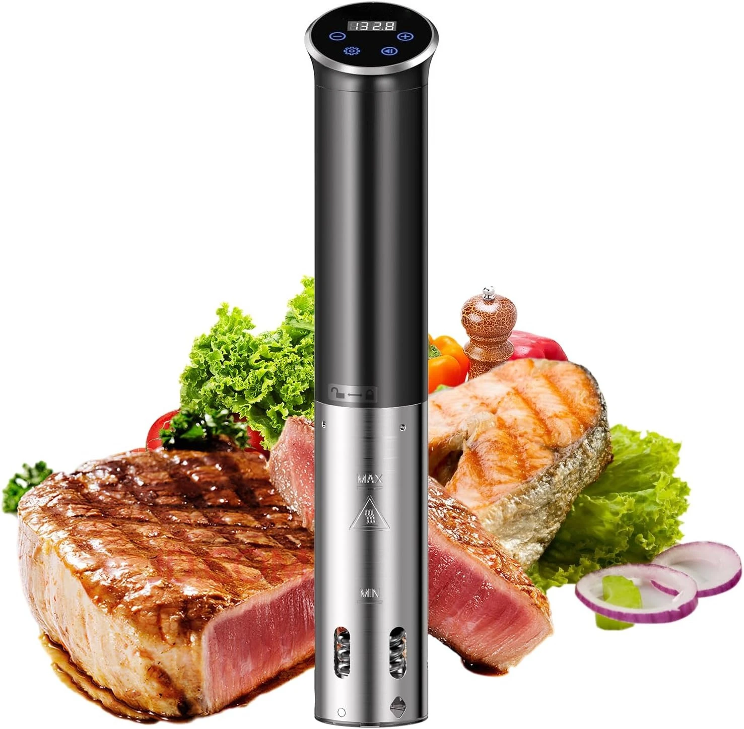 1100W Immersion Sous Vide Circulation Heater, IPX7 Waterproof, Space Saving, Precise Temp Control, Black 120V