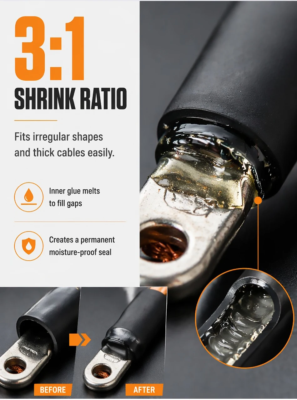 180/220/270/500PCS 3:1 Heat Shrink Tube Shrinking Assorted Polyolefin Insulation Sleeving Wire Cable Sleeves Wrap Pre-Cut T&I Online Store
