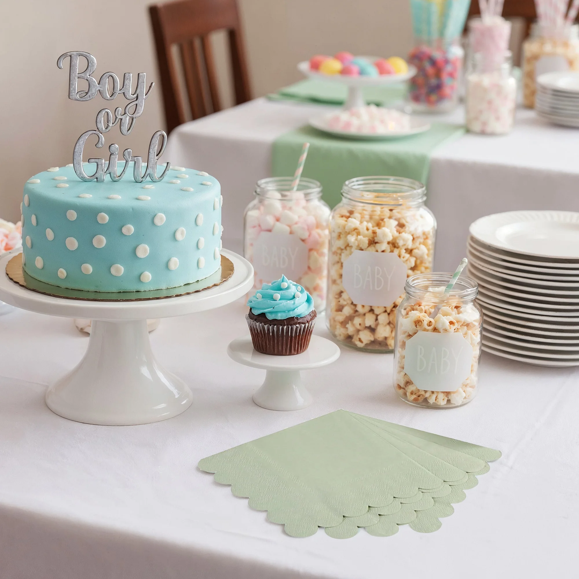 Gewellte Salbei-Papierservietten, Cocktailservietten, Einwegservietten für Hochzeit, Party, Babyparty, Geburtstag, Jahrestag, Deko – Detail 4