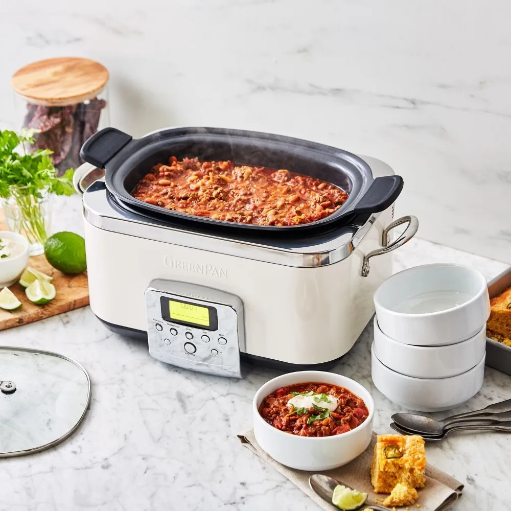 Elite 8 - in -1 programmier barer 6qt elektrischer Slow Cooker, spülmaschinen fester Deckel und abnehmbarer Topf, pfas frei gesund