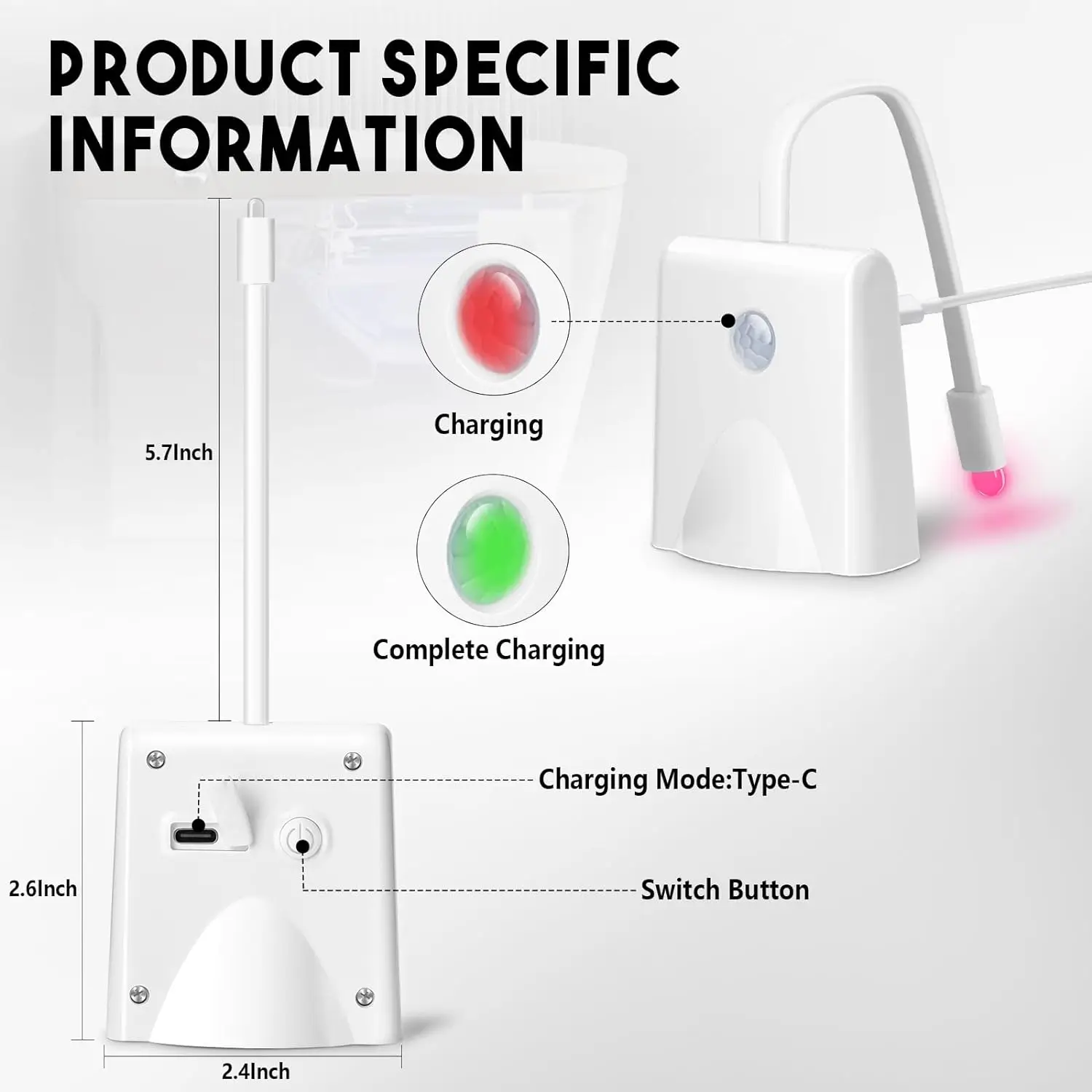 LED Toilet Night Lights Motion Sensor Lamp with Star Projector USB Rechargeable 16 Color Changing for Toilet Bowl Bathroom Decor