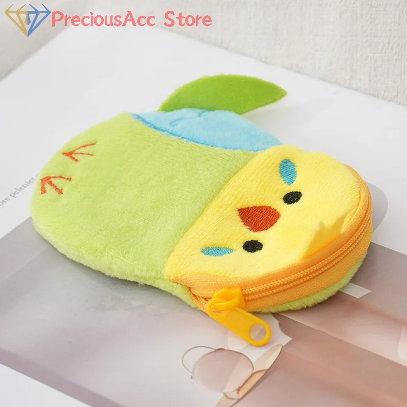 New Cartoon Parrot Small Bag Children's Plush Zero Wallet Pendant Wallet Bags Earphones Data Cable Storage Bag Accessories