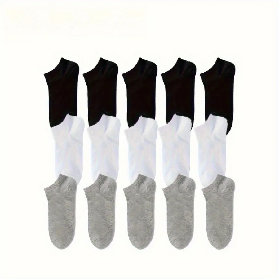 

50 Pairs of Thin Black/white/gray Socks, Solid Color Casual Socks, Suitable for Back To School Season, Daily Casual Wear