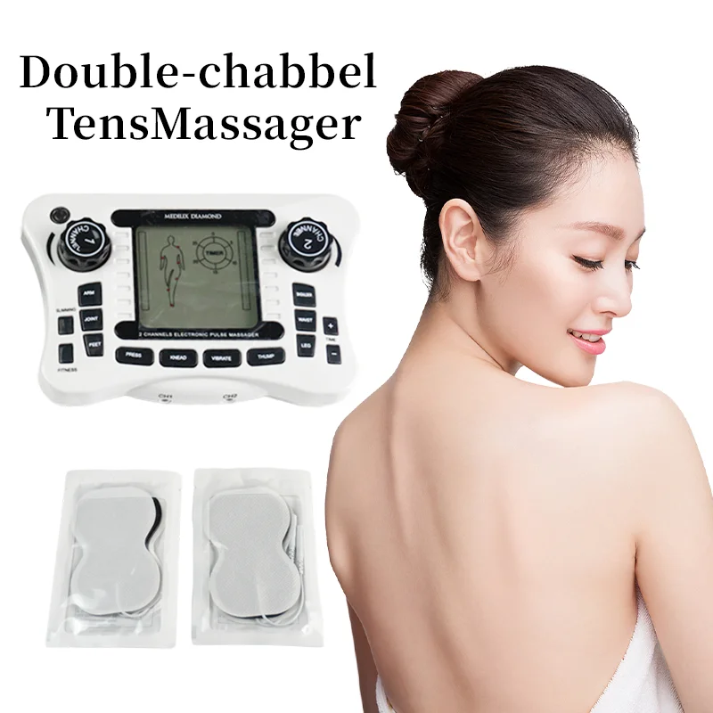 Estimulador muscular ems, 12 modos, elétrico, dezenas, massageador de pulso, acupuntura, frequência digital, máquina de fisioterapia, queimador de gordura