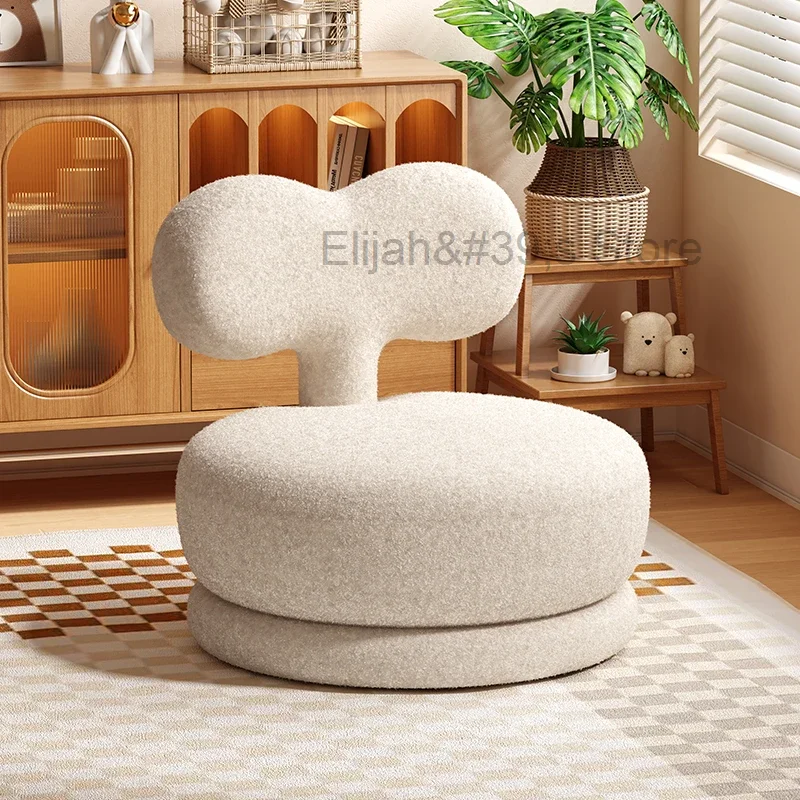 

Sofa Stool Baby Reading Single Person Small Stool Home Backrest Living Room Rotatable Lamb Velvet Solid Wood Low Stool