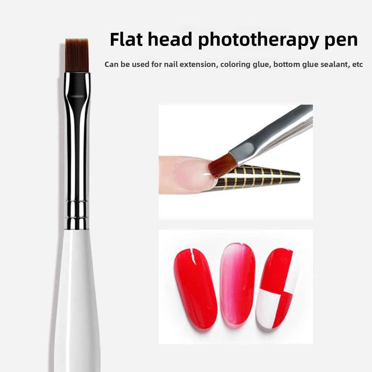 Professional Flat Nail Art Gel Brush Precision Painting Tool for Quick Dry UV Gel Acrylic Powder Manicure Decoration Use