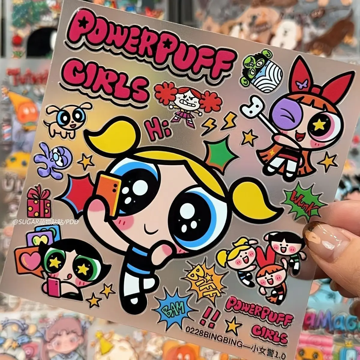 Kawaii Powerpuff Girl Character Sticker Sheets Vintage Aesthetic Self‑Adhesive Vinyl Decals Water Bottle Laptop Phone Case Decor view 5
