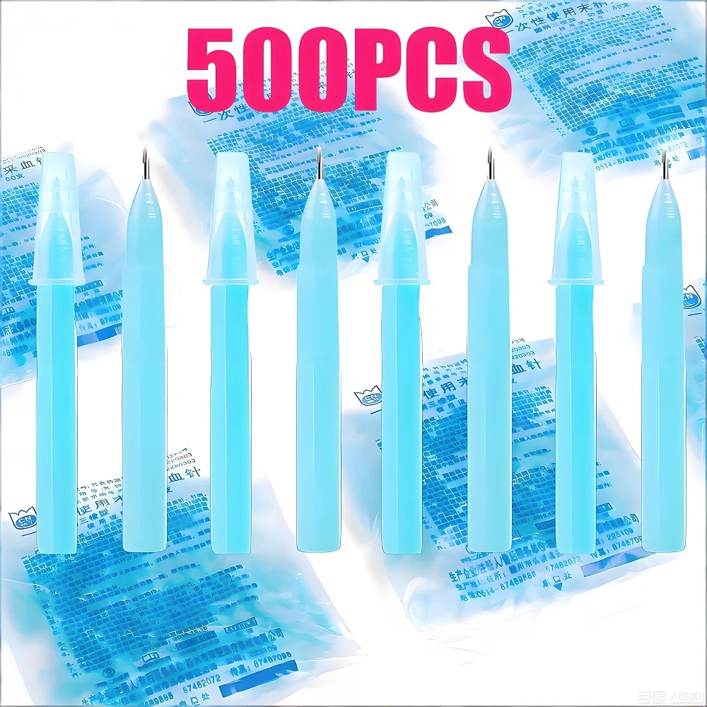 

500PCS Acne Picking Needles Sterile Lancets for Blood Glucose Testing Vent Drain Disposable Blood Drawing Needles