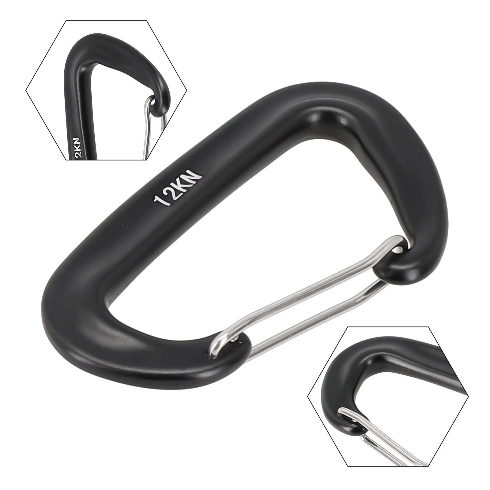 Aluminium Carabiner 12KN, D Shape Snap Clip Hook for Climbing and Backpacking, Practical and Fashionable Outdoor Accessory